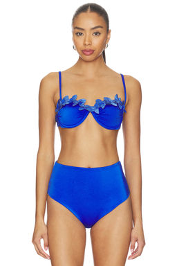 Ancora - Nysa Women's Shimmery Built-In Bra Tie-Up Bikini Top Blue