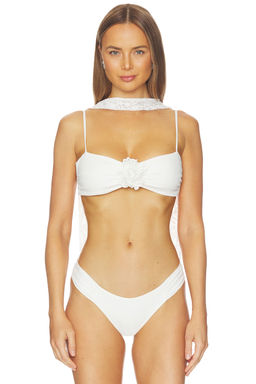 Away That Day - X Gigi & Olive Women's Recycled Tie-Up Bandeau Bikini Top White