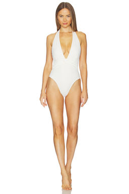 Away That Day - X Gigi & Olive Women's Halter Tie One-Piece Swimsuit White