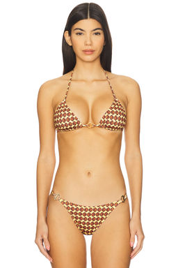 Bananhot - Berry Women's Halter Tie-Up Triangle Bikini Top Brown