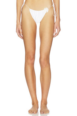 Bananhot - Orca Women's Side Tie Flower Detail Bikini Bottom White