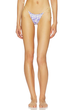 Bananhot - Liv Women's Side Tie Ruched Thong Bikini Bottom Multi-Color
