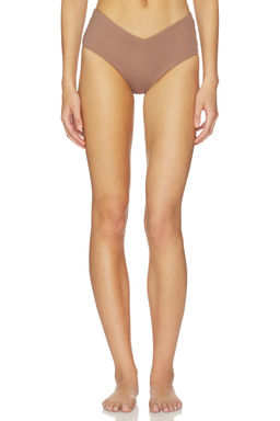 Belle Anna - Rae Women's V-Waist Pull-On Bikini Bottom Taupe