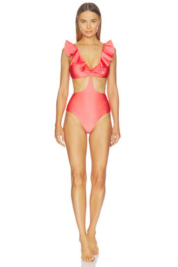 BOAMAR - Lorne Women's Ruffle Trim Cut-Out One-Piece Swimsuit Rose