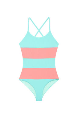 BEACH RIOT - Little Calista Women's Crossback Ribbed One-Piece Swimsuit Pink