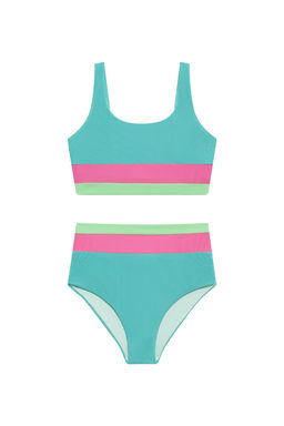 BEACH RIOT - Little Mackenzie & Heidi Women's Ribbed Colorblock Bikini Set Multi-Color