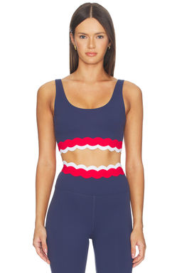 BEACH RIOT - Marin Women's Stretch Scalloped Hem Bikini Top Navy Blue
