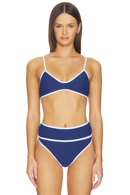 BEACH RIOT - Leona Women's Padded Adjustable Strap Bikini Top Navy Blue