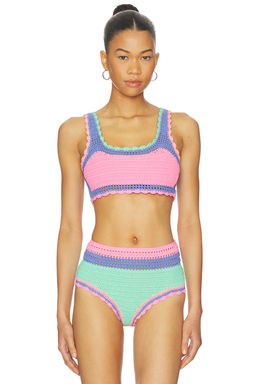 BEACH RIOT - Sea Breeze Crochet Women's Unpadded Crochet Knit Bikini Top Aqua