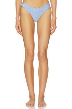 BEACH RIOT - Vanessa Women's Shimmer Lurex V-Waist Bikini Bottom Blue