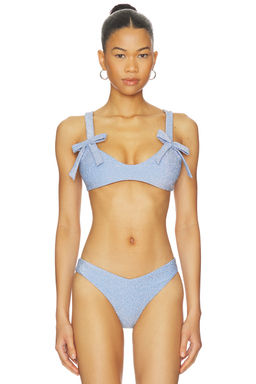 BEACH RIOT - Darlene Women's Shimmer Padded Bikini Top Blue