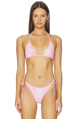 Bella Venice - Belle Women's Unpadded Halter Tie-Up Bikini Top Pink
