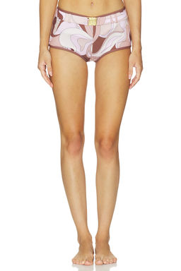 CINCIN - Fatale Women's Printed Belted Bikini Bottom Deco Mocha