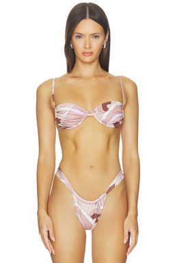 CINCIN - Pisces Ruched Women's Underwire Bikini Top Deco Mocha