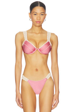 Capittana - Alessia Women's Underwired Padded Crochet Trim Bra Pink