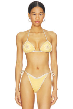 Capittana - Trinidad Flower Women's Padded Halter Neck Bikini Top Yellow