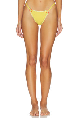 Capittana - Missy Women's Embroidered Trim Bikini Bottom Yellow