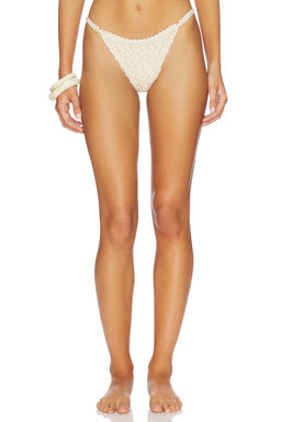 Capittana - Giavanna Women's Beaded Ruched Thong Bikini Bottom Beige