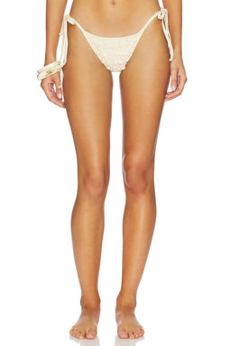 Capittana - Eve Shells Women's Cowry Shell Ruched Thong Bikini Bottom Beige
