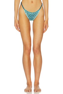 Capittana - Hand-Knitted Women's Beaded Side Tie Bikini Bottom Jade