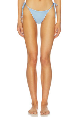 Capittana - Missy Flowers Women's Side Tie Ruched Bikini Bottom Blue