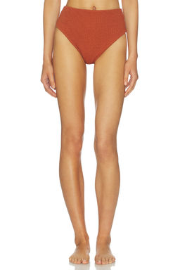 Cleobella - Kimber Women's Textured High Waist Bikini Bottom Brown