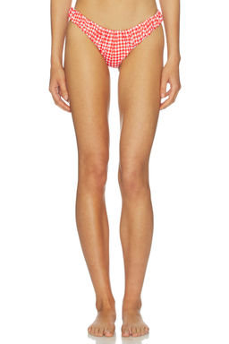Caroline Constas - Dorit Women's Ruched Gingham Bikini Bottom Red
