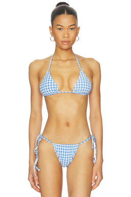 Caroline Constas - Bettina Women's Unpadded Halter Neck Bikini Top Sky Blue