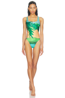 Donde Esteban - Magdalena Women's Lace-Up Back One-Piece Swimsuit Multi-Color
