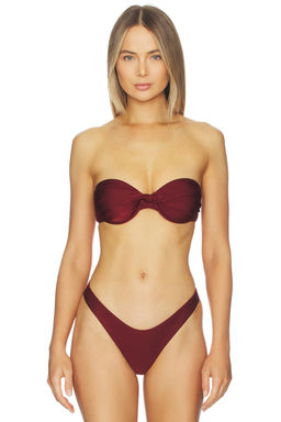 De Rococo - Poppy Women's Underwire Strapless Bikini Top Burgundy