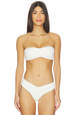 DEVON WINDSOR - Navi Women's Ruched Removable Cups Bandeau Bikini Top Porcelain