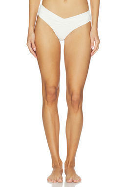 DEVON WINDSOR - Noelle Women's V-Cut Ruched Bikini Bottom Porcelain
