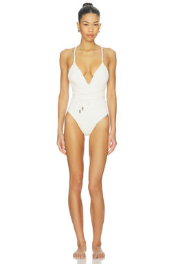 DEVON WINDSOR - Felix Women's Halter Tie-Up One-Piece Swimsuit Ecru
