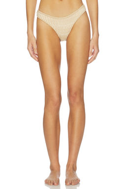 DEVON WINDSOR - Fletcher Women's Metallic Textured Pull-On Bikini Bottom Cashew