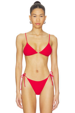 ELCE - Amaya Women's Unpadded Back Tie Triangle Bikini Top Red