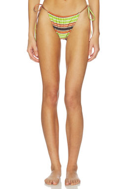 FAITHFULL THE BRAND - Bruna Women's Side Tie Striped Bikini Bottom Multi-Color