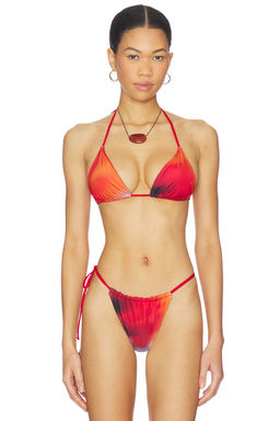 Feners - Women's Halter Neck Self-Tie Bikini Top Red