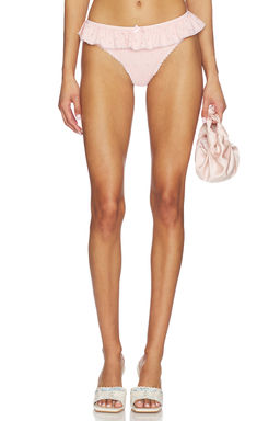 For Love & Lemons - Polka Dot Ruffle Women's Eyelet Bikini Bottom Peach