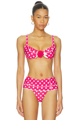 For Love & Lemons - Suki Women's Underwire Polka Dot Bikini Top Pink
