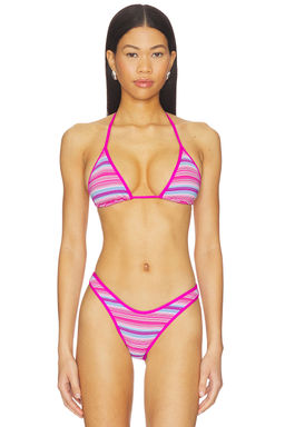 Frankies Bikinis - Nick Space Dyed Women's Unpadded Halter Tie-Up Bikini Top Multi-Color