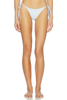 Frankies Bikinis - Mackenzie Women's Seersucker Ruffle Tie-Up Bikini Bottom Saltwater Stripe