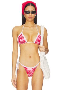 Frankies Bikinis - Nick Ruffle Women's Unpadded Halter Neck Bikini Top Pink