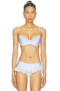 Frankies Bikinis - Austin Satin Women's Padded Underwire Bikini Top Frosting