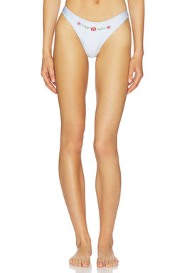 Frankies Bikinis - Dove Beaded Satin Women's Floral Embellished Bikini Bottom White