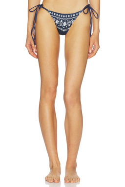 Frankies Bikinis - Printed Women's Side Tie Brazilian Bikini Bottom Blue
