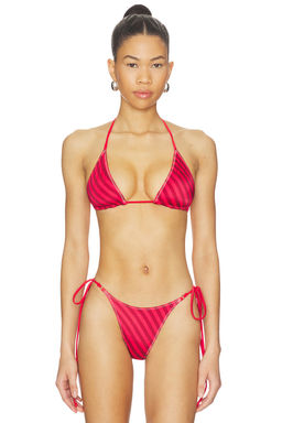 Frankies Bikinis - X JENNIE Nick Women's Unpadded Halter Tie-Up Bikini Top Multi-Color