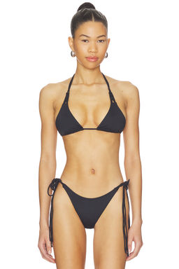 Frankies Bikinis - X Jennie Women's Unpadded Halter Neck Bikini Top Black