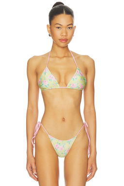Frankies Bikinis - Nick Satin Women's Unpadded Halter Tie-Up Bikini Top Pink