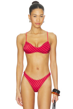 Frankies Bikinis - X Jennie Women's Satin Unpadded Tie-Up Bikini Top Multi-Color