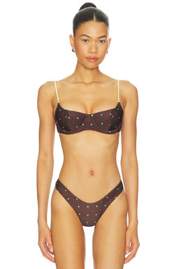 Frankies Bikinis - Cola Satin Women's Underwire Back Tie Bikini Top Honey Bug